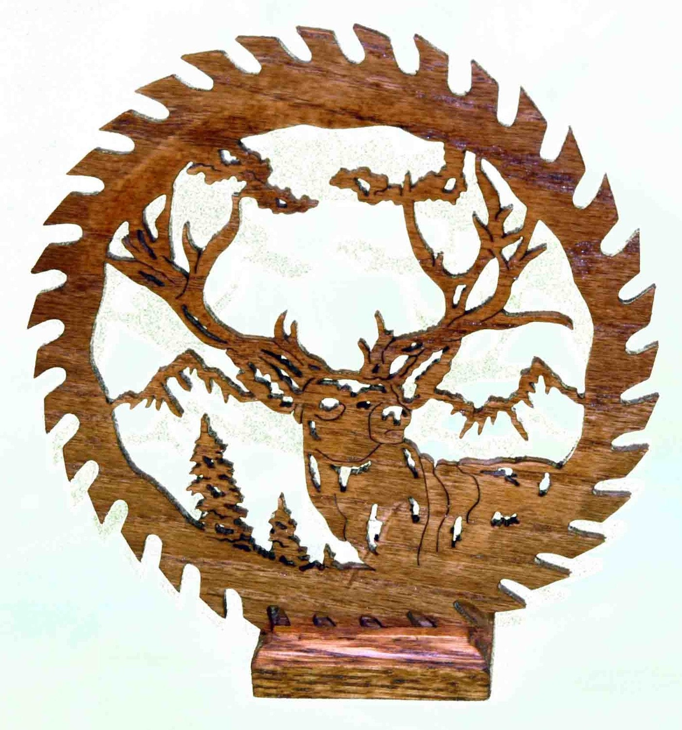 Stag Head in a Saw Blade Scroll Saw Art