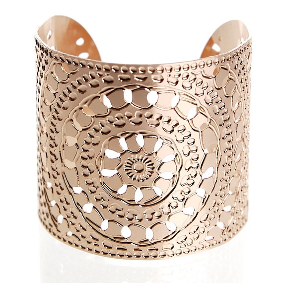 Rose Gold cuff bracelet Wide Rose Gold bracelet Rose Gold