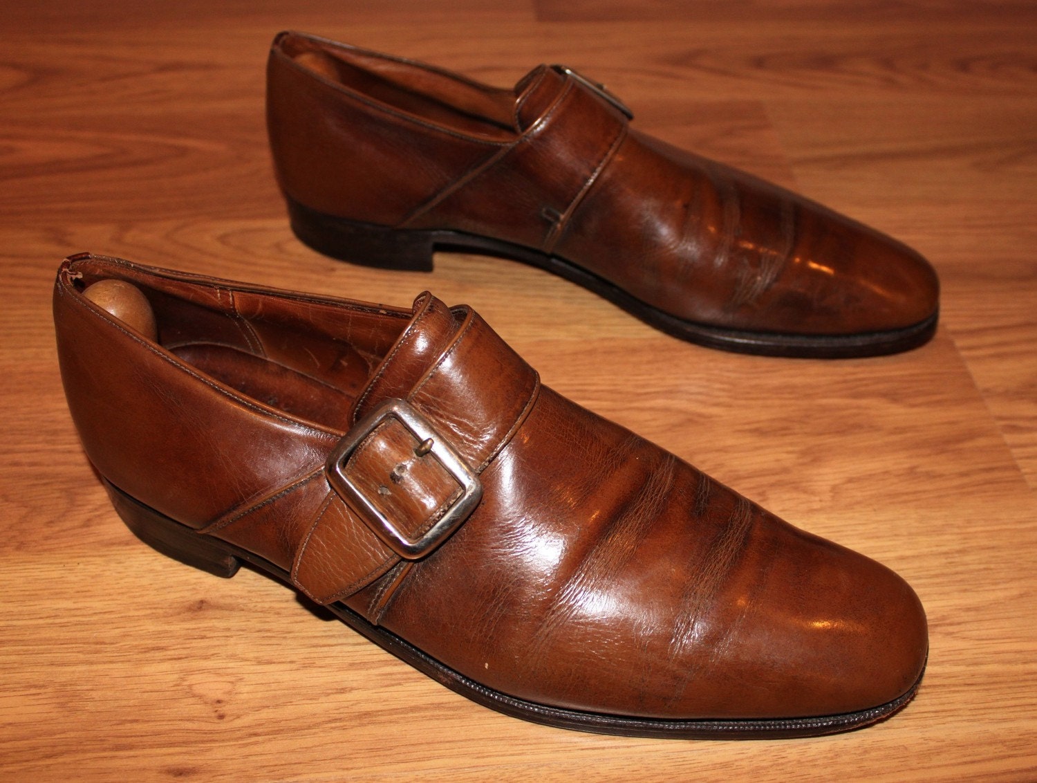 Vintage Alan McAfee Brown Dress Shoes with a Big Buckle