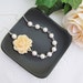 Ivory Rose Flower Cabochon and Crystal White Swarovski Pearls Bridal Necklace