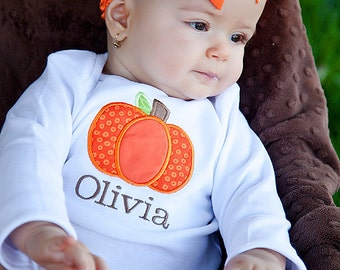 Fall Pumpkin Monogrammed Bodysuit or Shirt, Pumpkin Shirt, Halloween Shirt, Pumpkin Bodysuit, Thanksgiving Shirt, Thanksgiving Bodysuit
