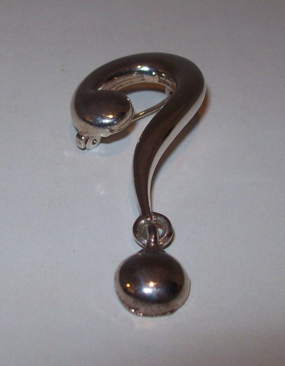 Vintage Brooch 1980s Question Mark Pin