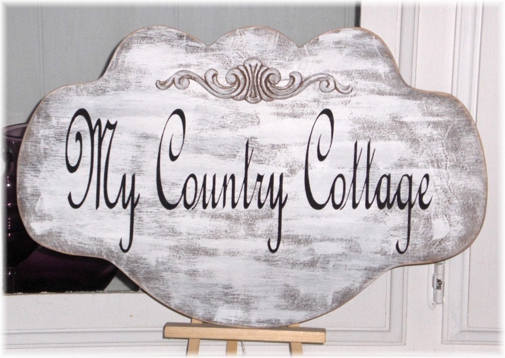 Custom Sign Personalized Shabby Cottage Wood White For Home Or