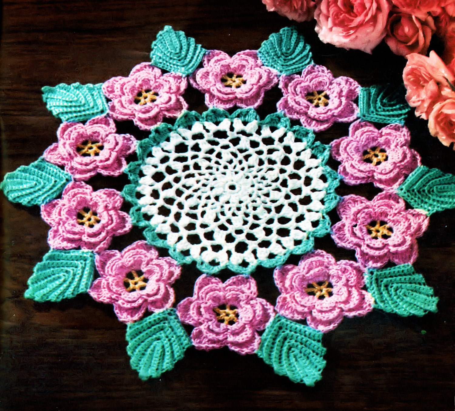 Rose Doily Irish Crochet PDF pattern 1957