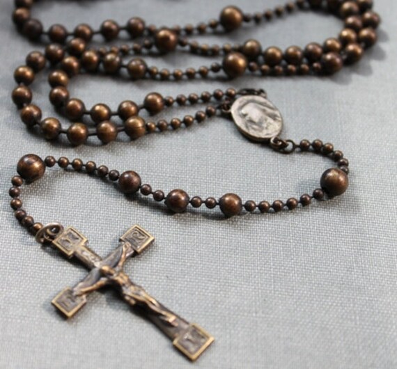 WWI WWII Soldier Solid Metal Military Ball Chain Rosary