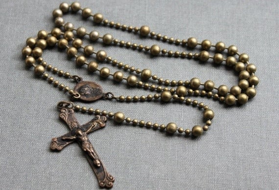 WWI Soldier Solid Metal Military Ball Chain Rosary