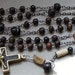 Victorian Mourning Carved Horn Reliquary Rosary / Numerous Relics / Locket Crucifix