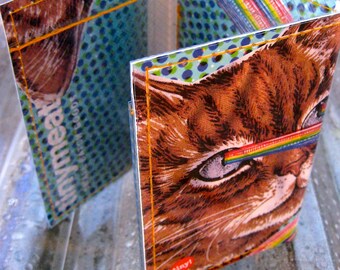 Handmade Trifold Vinyl Art Wallet - Lasercat Pride - Blue