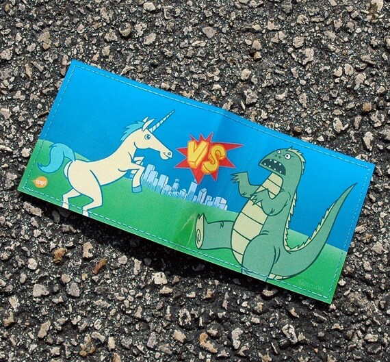 Godzilla vs. Unicorn wallet - Andrew Bargeron for Tinymeat