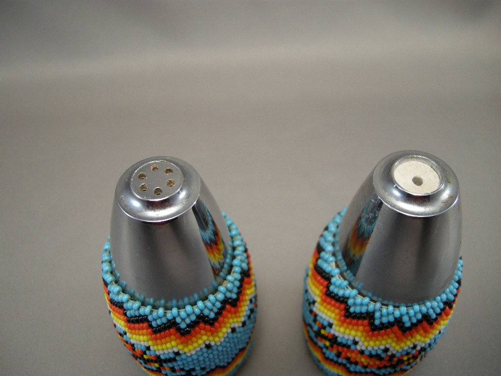 Vintage Native American Beaded Salt and pepper Shakers Fallon