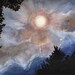 Moon Original Watercolor-Blue Night Sky with Clouds and Trees-Realistic Landscape