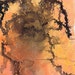 Sepia Ink Drawing- Original Abstract Sketch- 5x7- Geologic Fissure