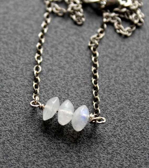 Items Similar To Rainbow Moonstone Beaded Sterling Silver Necklace Ts For Her Under 50