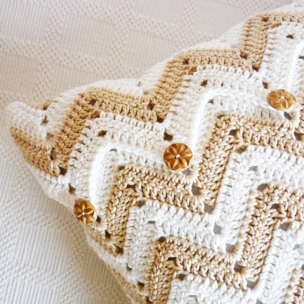 FREE SHIPPING Chevron Crochet Pillow Organic Cotton by CesarsCrib