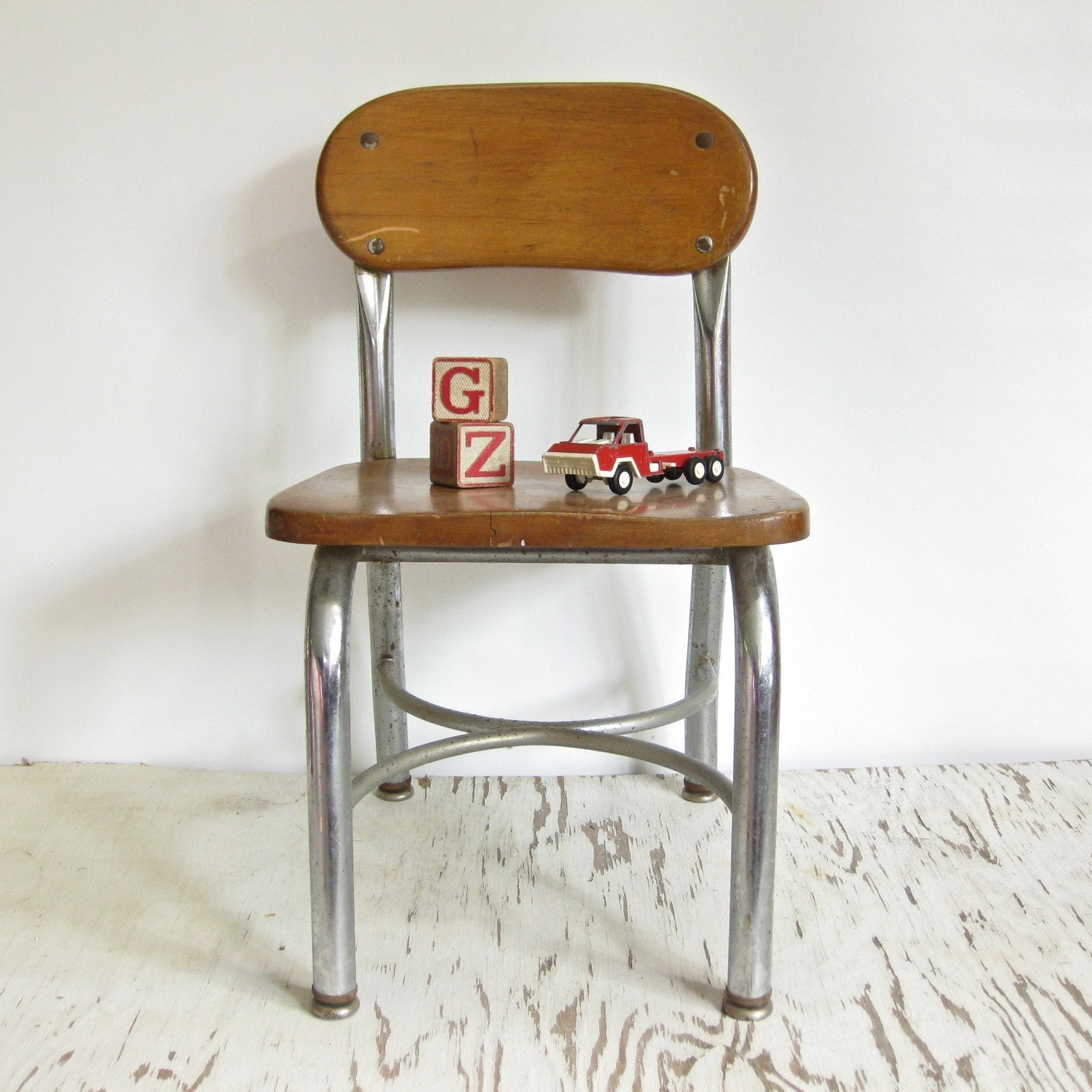 vintage wooden child's school chair