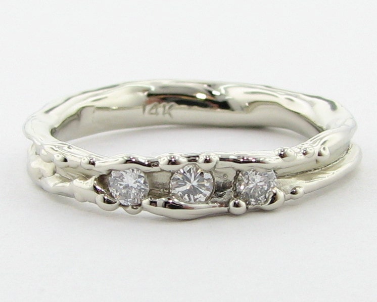 Skinny lil Melted Diamond Band White Gold