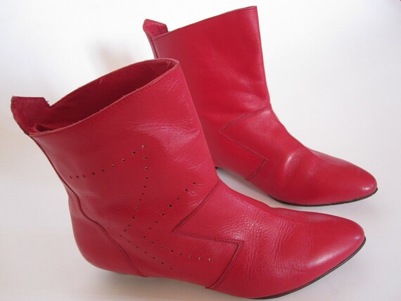 bright red ankle boots