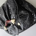 Gold Buckle - Vintage 80s Black Leather Patchwork Purse