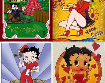 Lot Of 12 Betty Boop Nice Fabric Panel Quilt Square Blocks