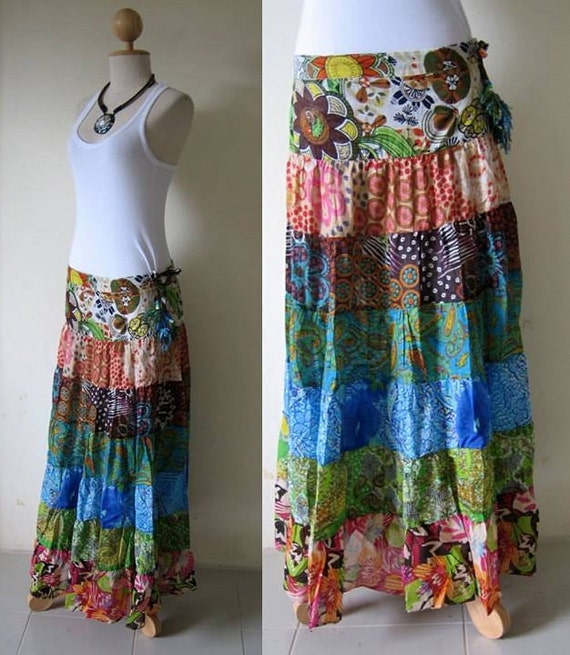 Beautiful Long Bohemian Skirt Very Chic by ThaiLaRue on Etsy