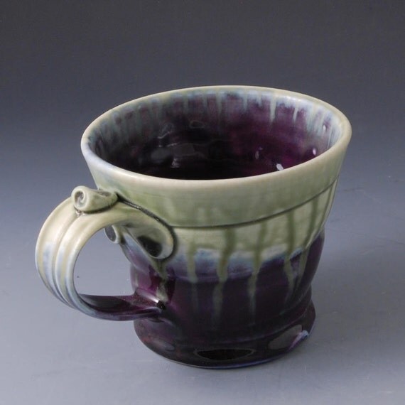 Eggplant Purple and Fern Green Mug