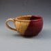 Handmade Pottery Soup Bowl Mug Cranberry and Golden Brown Porcelain by Mark Hudak