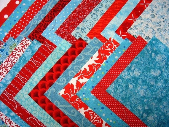 Red and Aqua 5 inch Quilt Squares By SEW FUN QUILTS Time