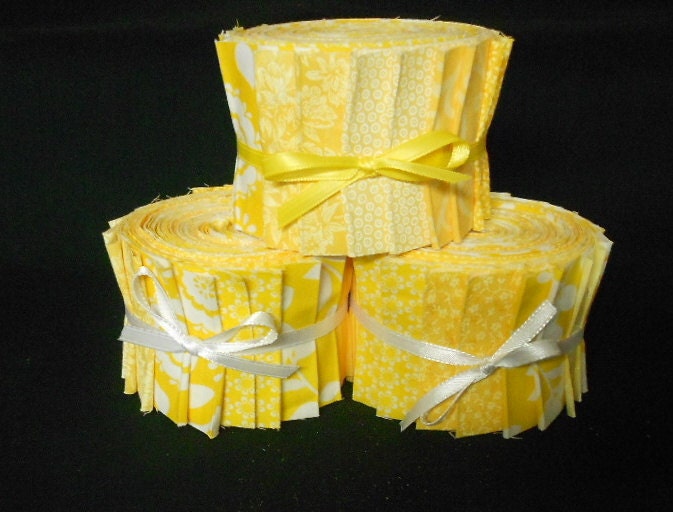 Summer Yellow Jelly Roll Fabric Strips 2 1/2 inch by SEWFUNQUILTS
