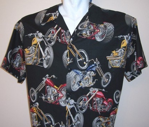 Men's XL Motorcycle Shirt Hawaiian Black Shirt