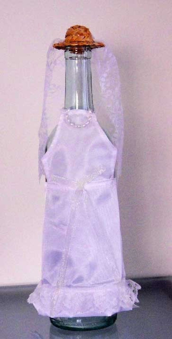 Wine Bottle Cover Wedding Dress Hat and Veil Wedding Decor