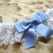 White Lace with Blue bow Wedding Garter