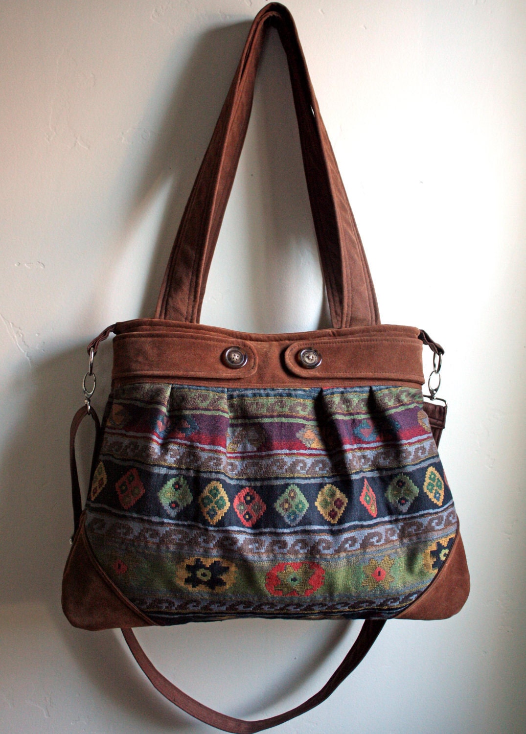 Hobo/Convertible purse in Navajo inspired cotton and Vegan