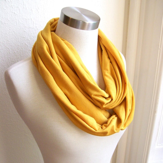 Circle Scarf in Mustard Yellow by PinkToad on Etsy