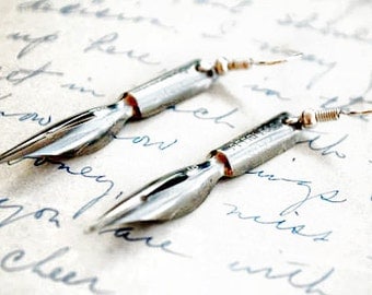 Antique Fountain Pen Nib Earrings - Gifts for Writers and Shakespeare Lovers