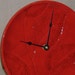 Deep Red with Leaf Imprint Ceramic Plate Wall Clock No. 742 (8-1/4 inches)