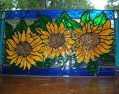 Sunflowers stained glass window 13.5 x 7