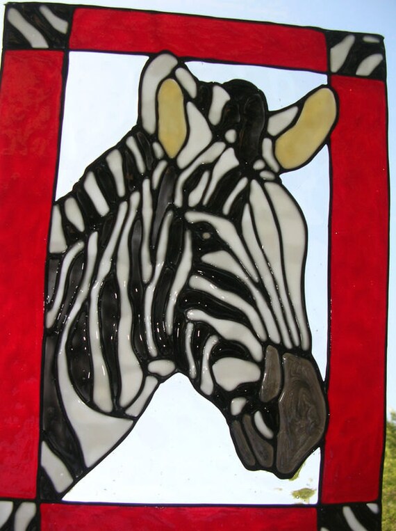 Zebra safari stained glass window Cling