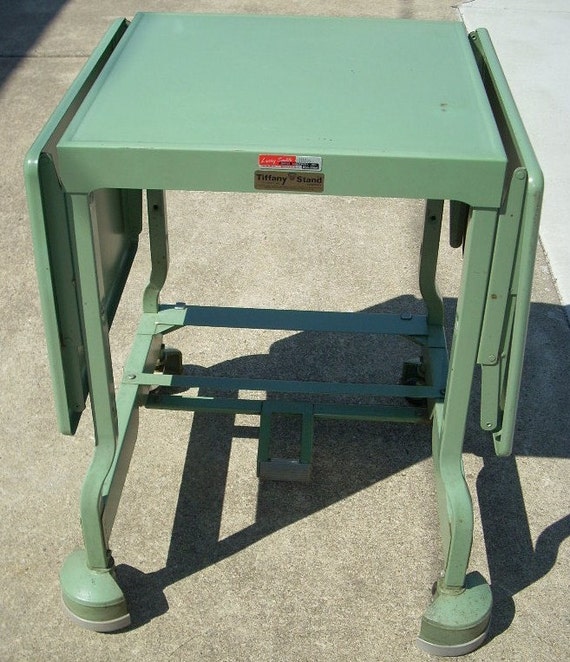 Industrial Typewriter Table Jadite Green Tiffany Stand