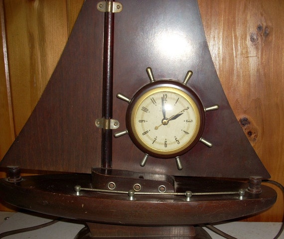 vintage wooden sailboat clock