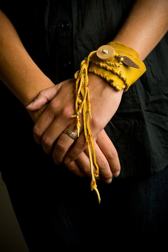 Whimisical Fringe Leather Cuff