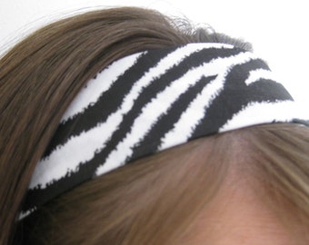 Zebra - Animal Print - Black and White Stay Put Headband