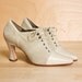 Oxford heels 5.5 - 6. Vintage 1980s deadstock taupe leather lace up oxfords / shoes 5 5 6. Made in Italy.