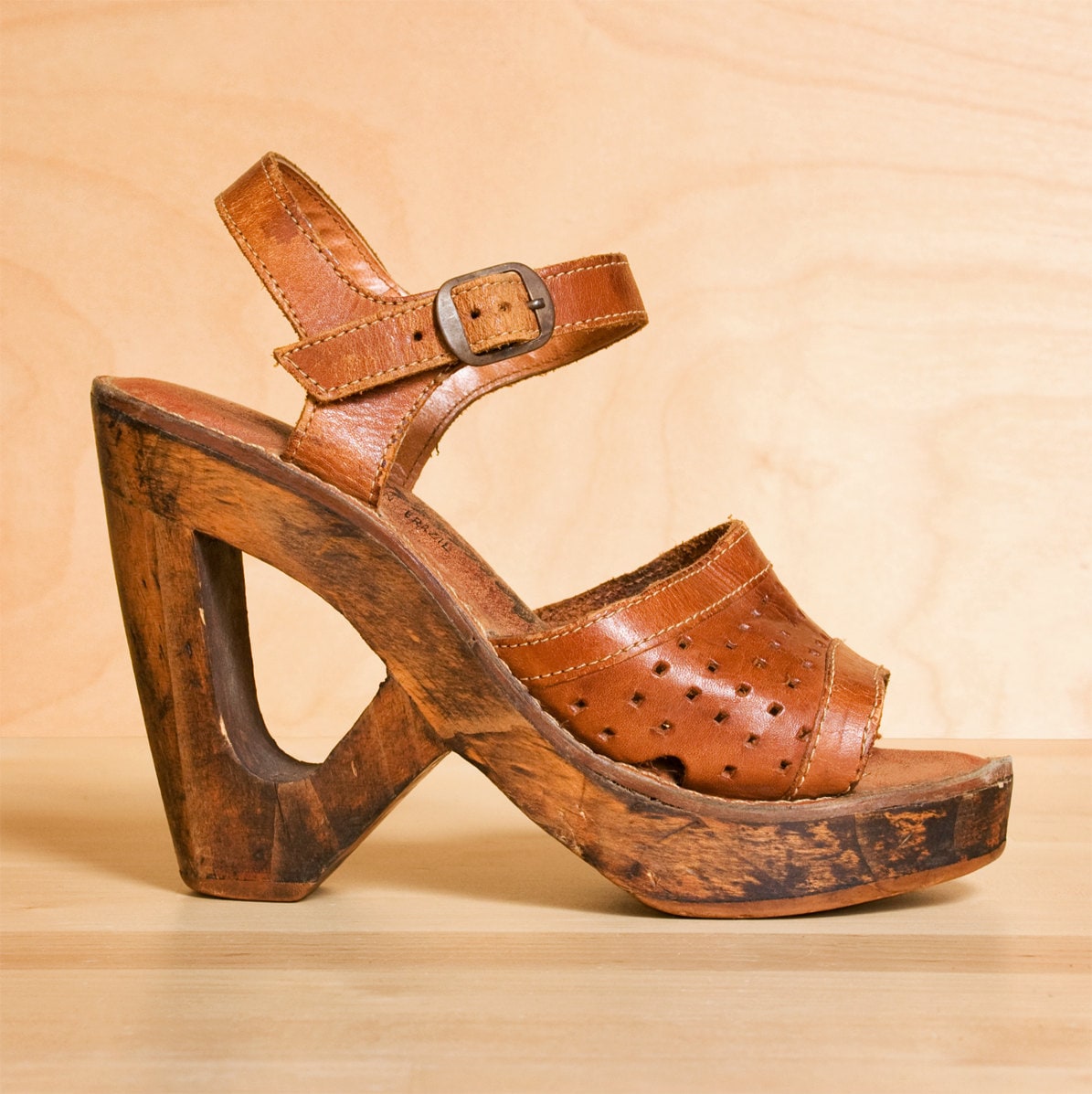 wood platform shoe