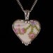 Broken china jewelry heart pendant necklace pink roses swag made from broken china plate