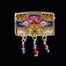 Broken china jewelry pin brooch Victorian pink rose porcelain with Swarovski crystals