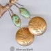 Turquoise Copper Earrings w- Hand Stamped Tribal Pattern - Copper Earrings - Handmade Metalwork Jewelry - Earthy Tribal Turquoise Jewelry