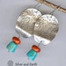 Sterling Silver Tribal Earrings with Turquoise and Red Coral, Artisan Metalwork Earrings, Handmade Oxidized Silver Jewelry, Dangle Earrings