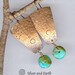Tribal Copper Earrings with Dangling Turquoise, Boho Tribal Jewelry, Handmade Copper and Turquoise Earrings, Hand Stamped Metalwork Jewelry
