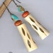 Tribal Beaded Earrings with Turquoise, Red Coral and African Bone Beads - Boho Tribal Earrings - Bohemian African Jewelry