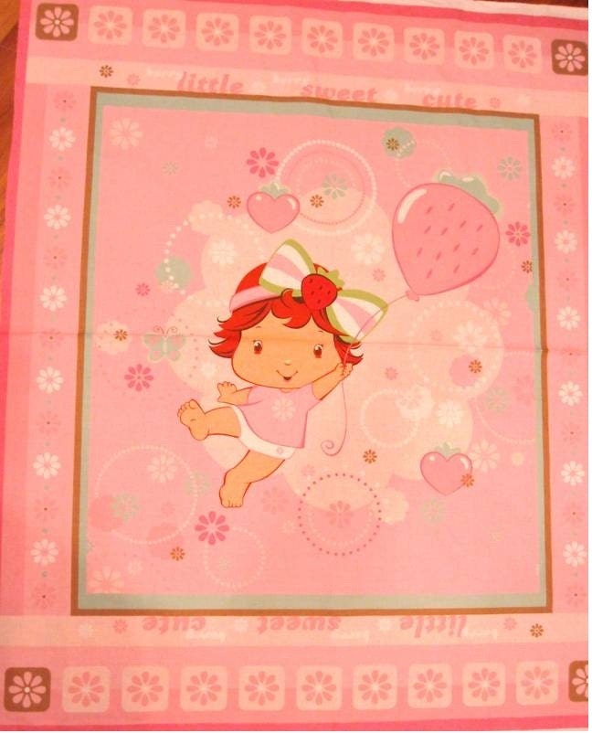 Baby Strawberry Shortcake Fabric Quilt Panel 1 measures